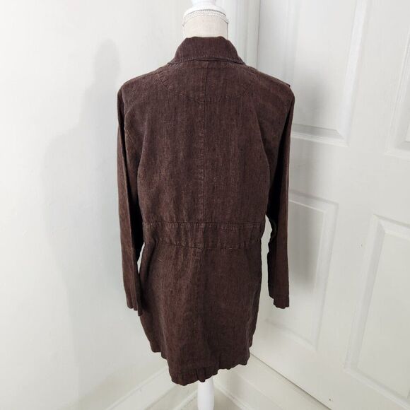 Flax Top Womens M Brown Linen Tunic Lagenlook Artsy Boho Neutral Modest Loose - Picture 6 of 13